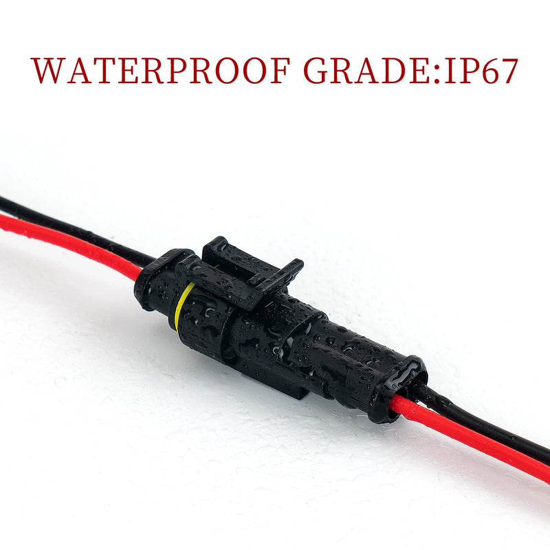 12 kit 2 Pin Connector Waterproof Connector 16 AWG Male and Female Way Connector 2 Wire Quick Disconnect Connector for Car Truck Motorcycle Boat