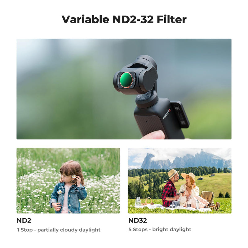 K&F Concept Magnetic Effect & ND & CPL Filter Set Compatible with DJI Osmo Pocket 3, 3 Pack CPL Black Diffusion 1/4 ND2-32 Filters Accessories, HD Optical Glass/Multi-Coated