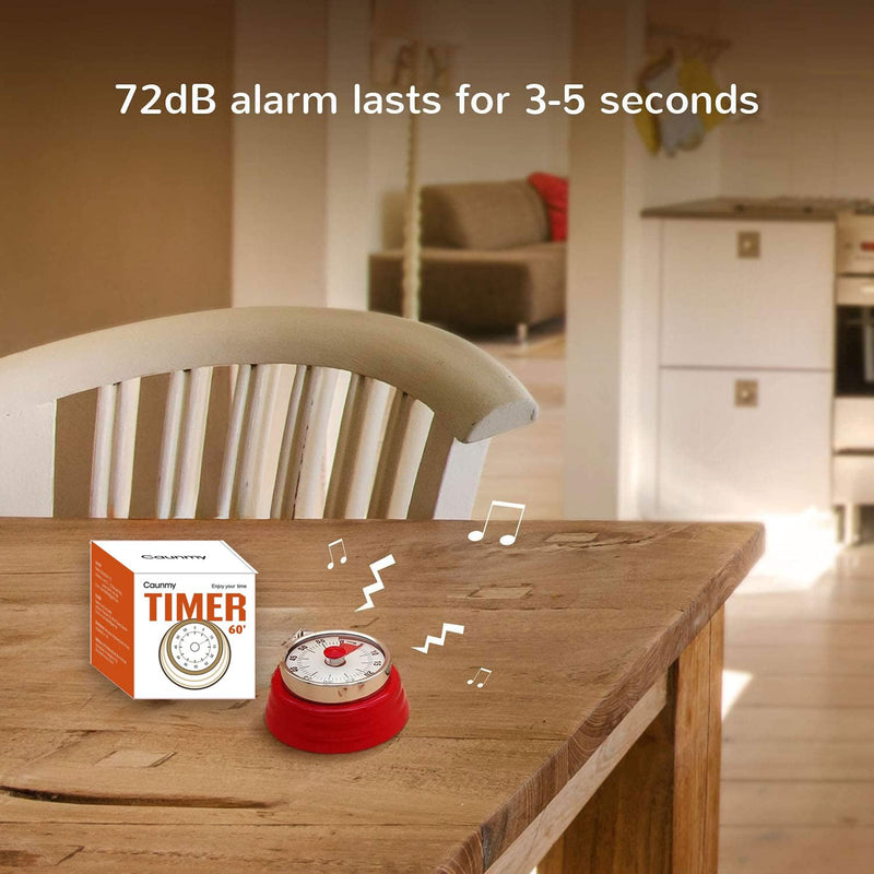 Mechanical Timer, Visual Countdown Timer, 60 Minutes Electronic Timer for Cooking, Classroom, Game, Study, Office, Magnetic Alarm Clock with Alarm Sound (Red & White) Red & White