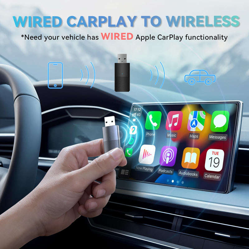 MINIX Wireless CarPlay Adapter for Apple Converts Cars Factory Wired CarPlay to Wireless CarPlay Compatible with iPhone iOS 10+ Slow Latency with USB C Compatible with ios