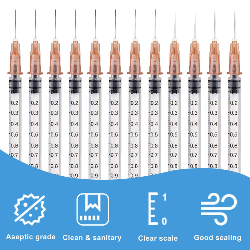 Pack of 50 Syringes 1 ml, Vegena 1 ml Syringes Set Plastic Tube Syringes Disposable Syringes Small Dosing Syringe Liquid Syringe Independent Seal Packaging Disposable Syringes