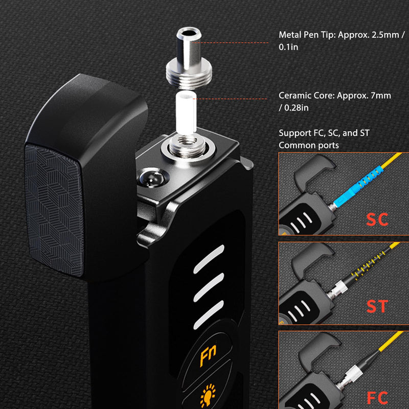 Fibre Optic Cable Visual Fault Locator 15 KM, 2.5 mm FC SC ST Universal Interface, Laser Pointer VFL Tester FTTH Fibre Tester for Testing Fibre Network Cables