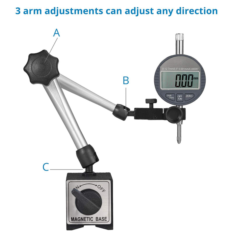AUTOUTLET Magnetic Stand Holder for Dial Indicator, Strong Magnetic Stand Base Holder, 176lbs/80kg Maximum Pulling Force, Universal Flexible Magnetic Holder for Dial Indicator Measuring Tool Magnetic Base