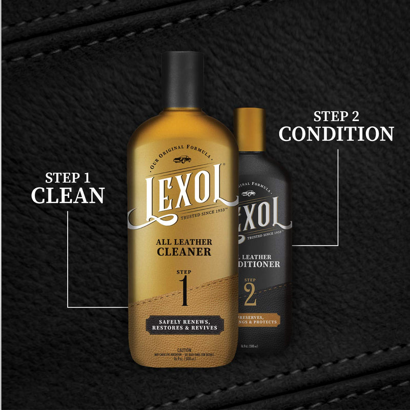 Lexol All Leather Cleaner for Car Interior, Couches and Furniture, Shoes and Boots, Purses and Handbags, Baseball Gloves and Horse Saddles, and More, 16.9 oz