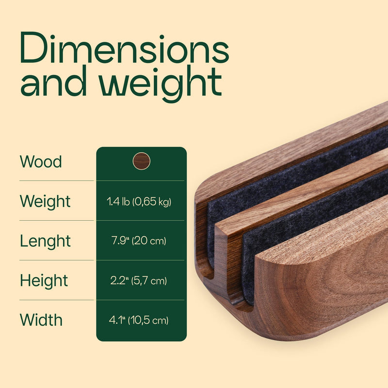 Dual Laptop Stand Vertical Laptop Holder - All MacBook Vertical Stand up to 0.7'' Thick - Handmade Holder Made of Natural Wood (Dual Walnut) Dual Walnut