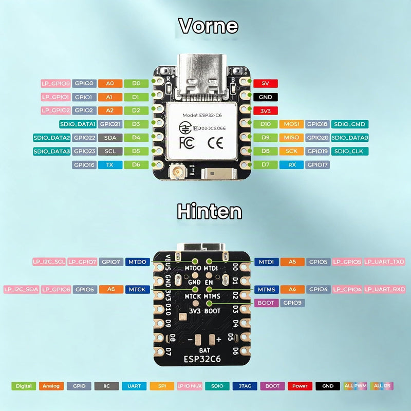 Heemol For XIAO ESP32-C6 Development Board, ESP32 C6 Mini WLAN BLE5.0 Microcontroller, Battery Charging Supported, Energy Efficiency, Ideal for Zigbee Smart Homes, IoT, Portable Devices