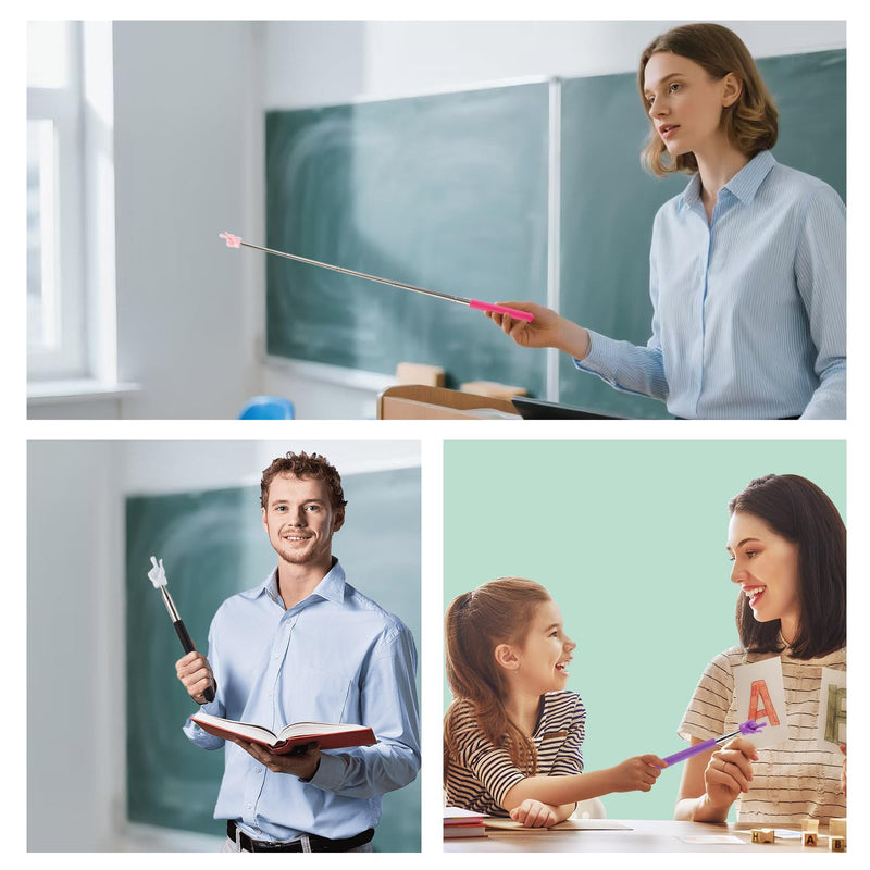 3 Pcs Telescopic Teachers Pointer for Classroom, Extendable Hand Pointer Finger Pointer Stick, Mini Retractable Pointing Stick for Elementary School Kindergarten Teacher, Black 3 packs of black