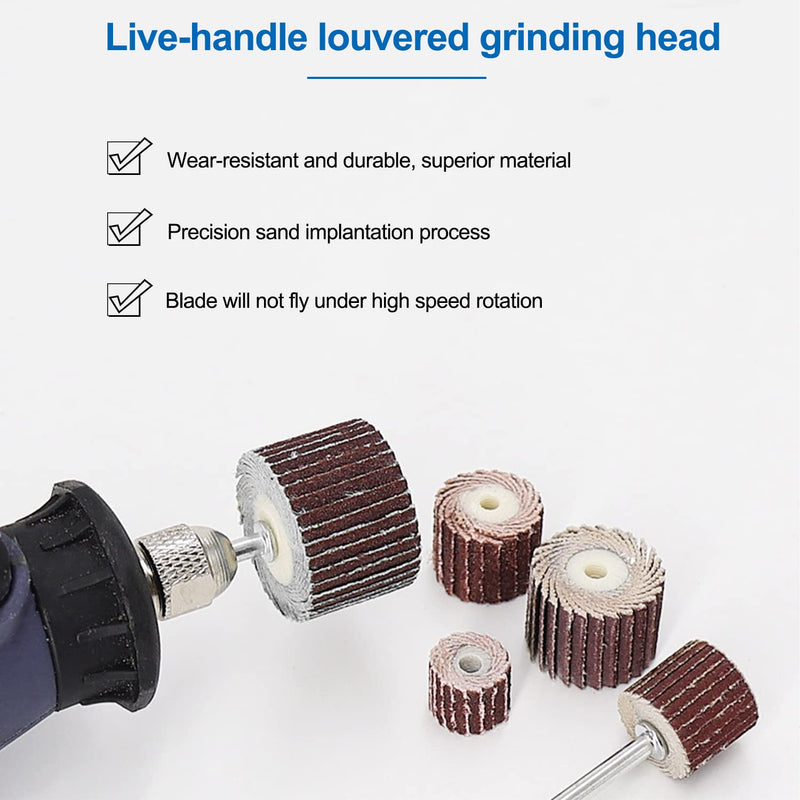 Pack of 18 flap sanders, flap sanders for drills, 80-120-180 grit sanding attachment for cordless screwdrivers, grinding stone, ball head grinder with 3 x 5.2 mm connecting rod, for rust removal, polished (18) 18