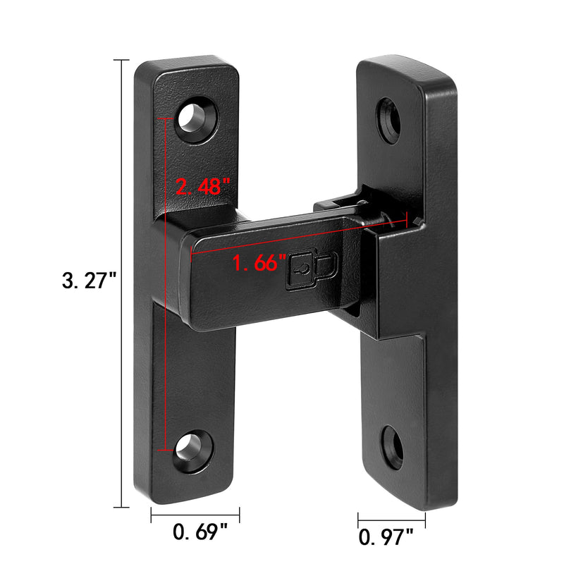 INIRET 4 Packs Black 90 Degree Barn Door Lock ，Premium Zinc Alloy Latch - Flip Gate Latches ，for Cabinets, Bathroom, Barn & Garden Doors - Secure Sliding Door Hardware Black_90 Degree