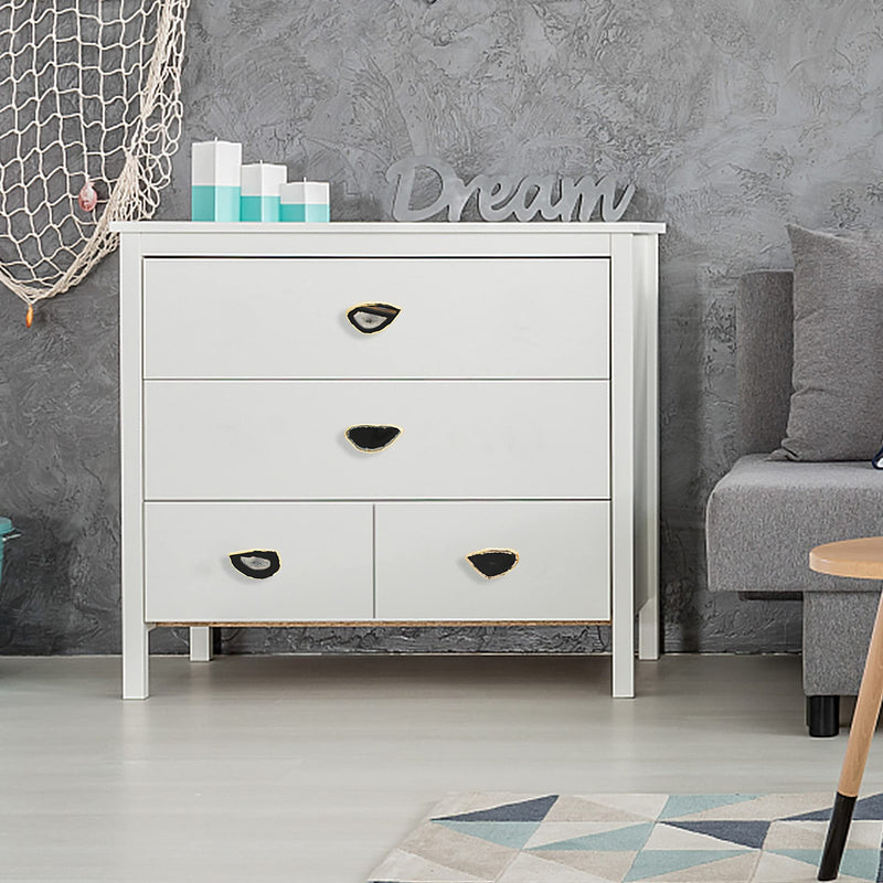 Malimali Unique Black Agate Cabinet Knobs and Pulls Set of 4, Knobs for Cabinets and Drawers Gold Dresser Knobs Bifold Door Knob for Closet Kitchen Cupboard