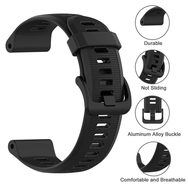 ISABAKE Band for Garmin Forerunner 935/Forerunner 945/955/965/Forerunner 745,Compatible with Fenix 5/ Fenix 5plus/ Fenix 6/ Fenix 6 Pro/Approach S60,Soft Silicone 22mm Replacement Bands Black