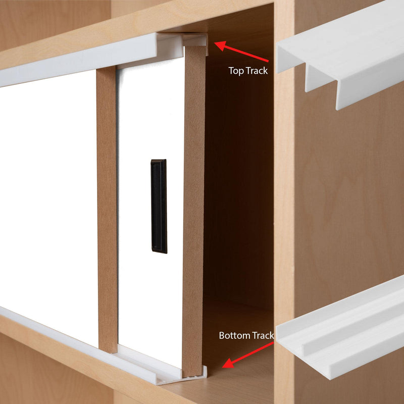 3/4" Panel Sliding Door Track - 48" White Plastic Upper & Lower Set, USA Made, Pack of 1 - Outwater 4 Feet (48 Inches)