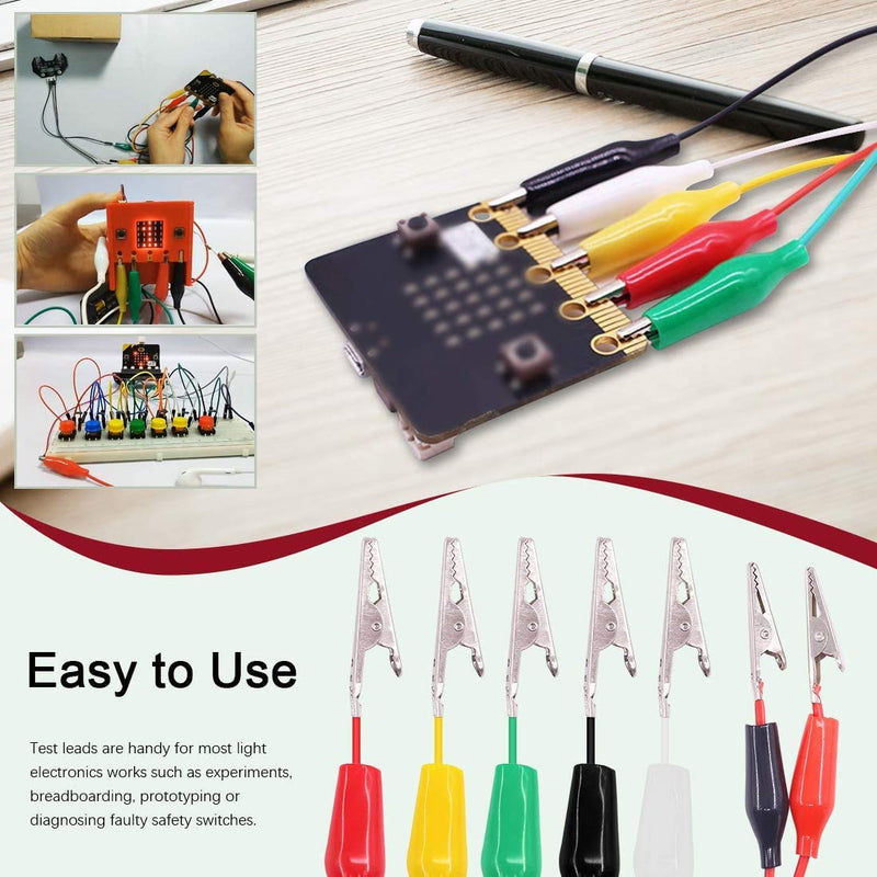 GTIWUNG Pack of 90 3 sizes crocodile clips, 28 mm/35 mm/45 mm, electrical test clamps with red/yellow/blue/green/white/black protective cover + 10 pieces crocodile clips with cable for multimeter test leads 90 pieces crocodile clips + 10 test cables