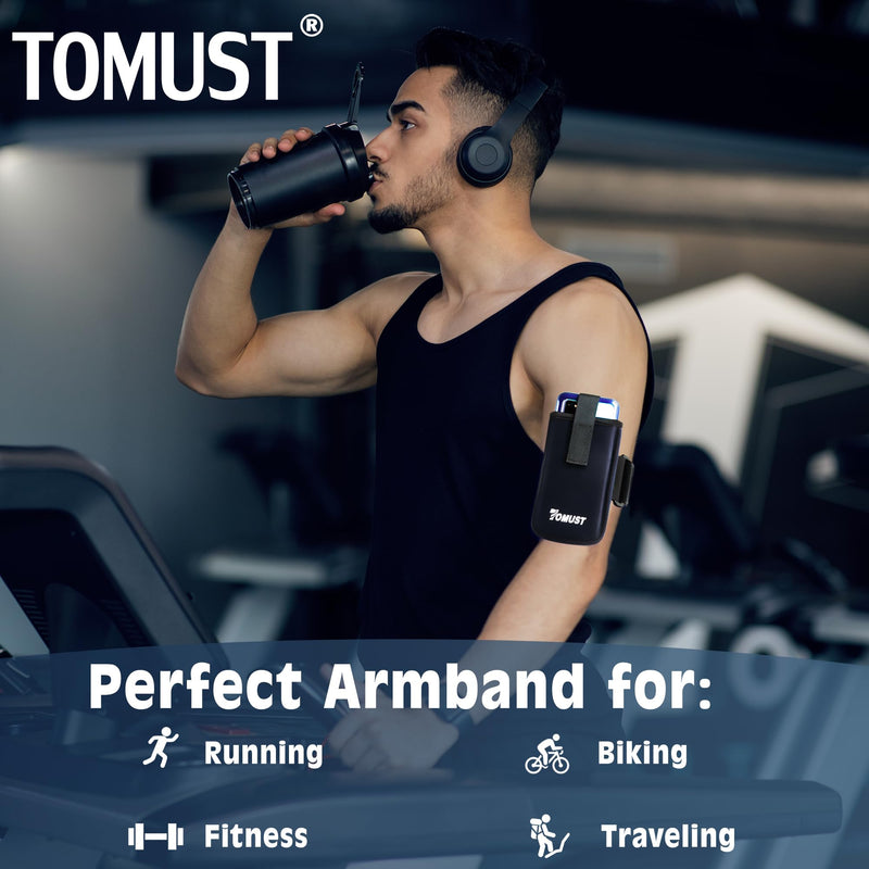 Phone Holder with Three Strap, Lightweight Arm Band with Reflective Logo, Elastic Armband Sleeve with Case Fits iPhone and Android, Use for Running, Hiking, Fitness and Workouts, Women/Men