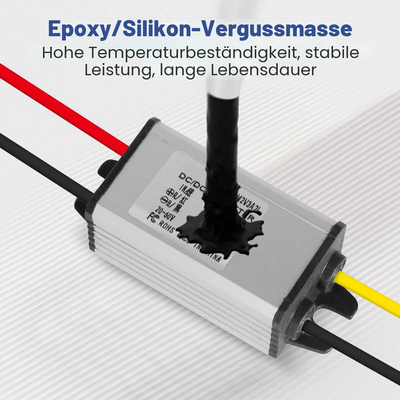 24V to 12V DC Step-Down Converter, 20-60V to 12V 3A Voltage Converter, Voltage Reducer Converter, Waterproof Power Supply Module Transformer, Voltage Limiter Adapter 20V-60V to 12V 3A