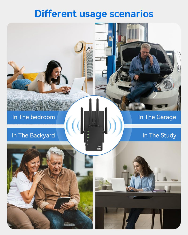 Dual Band 5GHz/2.4GHz WiFi Extender, WiFi Booster, WiFi Extender Signal Booster, Covers 12880 Sq.ft, Supports 105 Devices, Wireless Signal Booster for Home Black-04