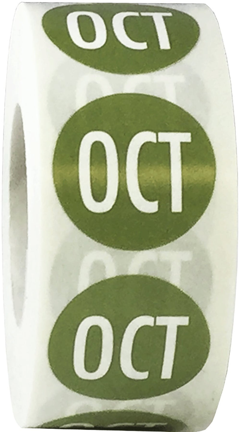 Olive October Circle Month Stickers, 3/4 Inch Round, 500 Vibrant Adhesive Labels on a Roll for Scheduling, Organization, and Inventory - Made in the USA Olive October