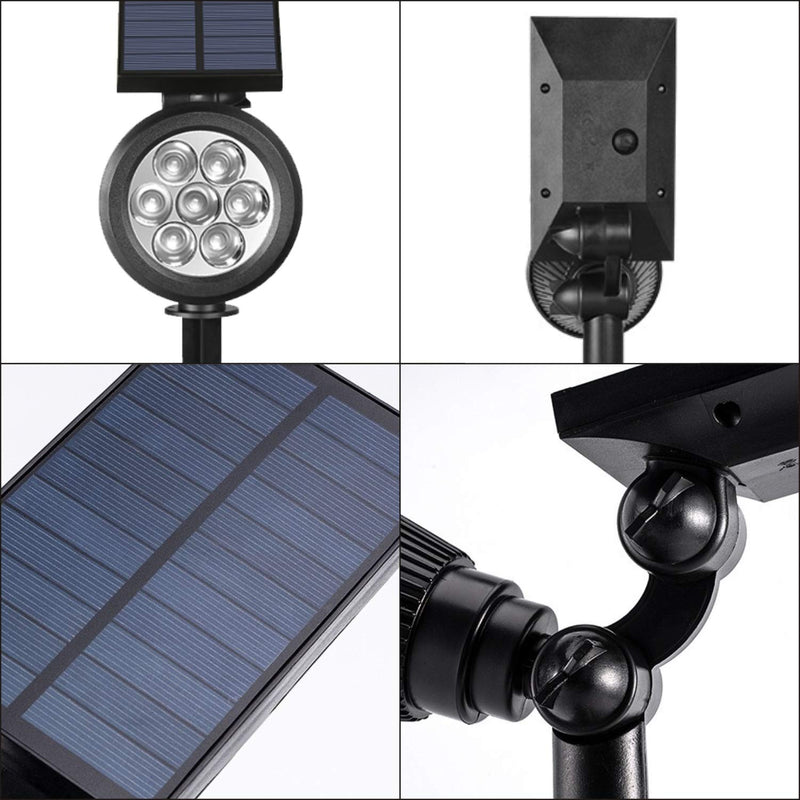 Solar Spotlights Outdoor, Bright 7-LED Spot Lights, Landscape Dusk-to-Dawn Waterproof Flag Pole Lights, 2-in-1 Adjustable Solar Powered Ground Lighting for Garden, Pathway, Halloween (2 Packs, Yellow)