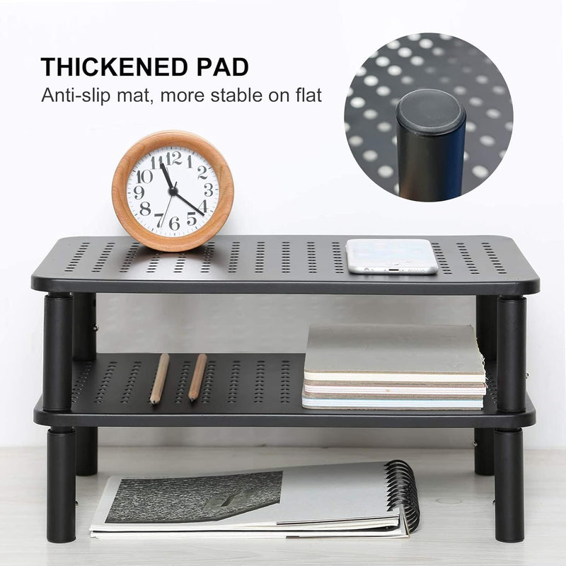 suptek Computer Monitor Stand Riser,Monitor Riser for Laptop, Printer, Notebook and All Flat Screen TV Display with Vented Platform,3 Height Adjustable Laptop Riser,1 Pack,Black(MST003) Ventilated Monitor Stand 1 Pack