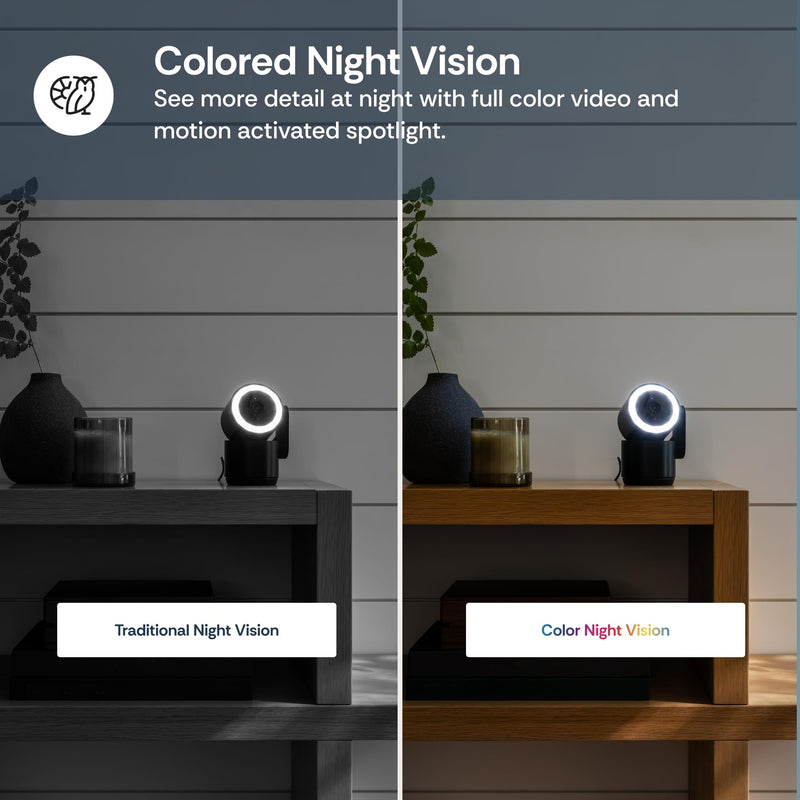 Luna 2K Indoor Cameras for Home Security, 2.4GHz & 5GHz WiFi, 360-Degree Pan-Tilt, Built-in Spotlight, Human Auto Tracking, Siren, Pet/Dog/Baby Camera with Phone app, Black (2025 Upgrade Version) V3 Black