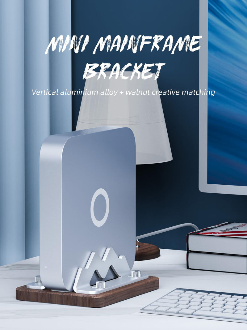 Walnut Wood MacMini Vertical Stand for MacMini M4 M3 M2 M1(2010-2024), Compatible with Mini pc/Small/Micro Desktop Computer Host, Desktop Dock Holder Slot Width(1-2.2 inch) FBK03M (03M)Mini PC Stand