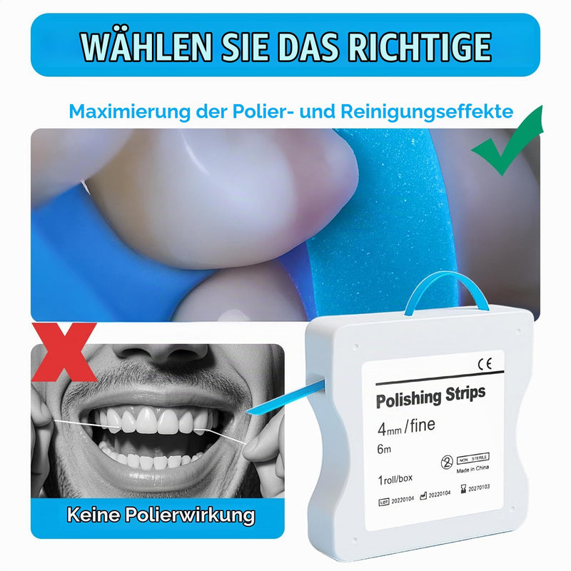 Tooth Sandpaper Dental Polishing Strips Size Rough - 60μm Size of Grains - 4 mm Width - 6 m / Rolls/Box, Resin Tooth Polishing Interdental Sanding Tool (Blue)