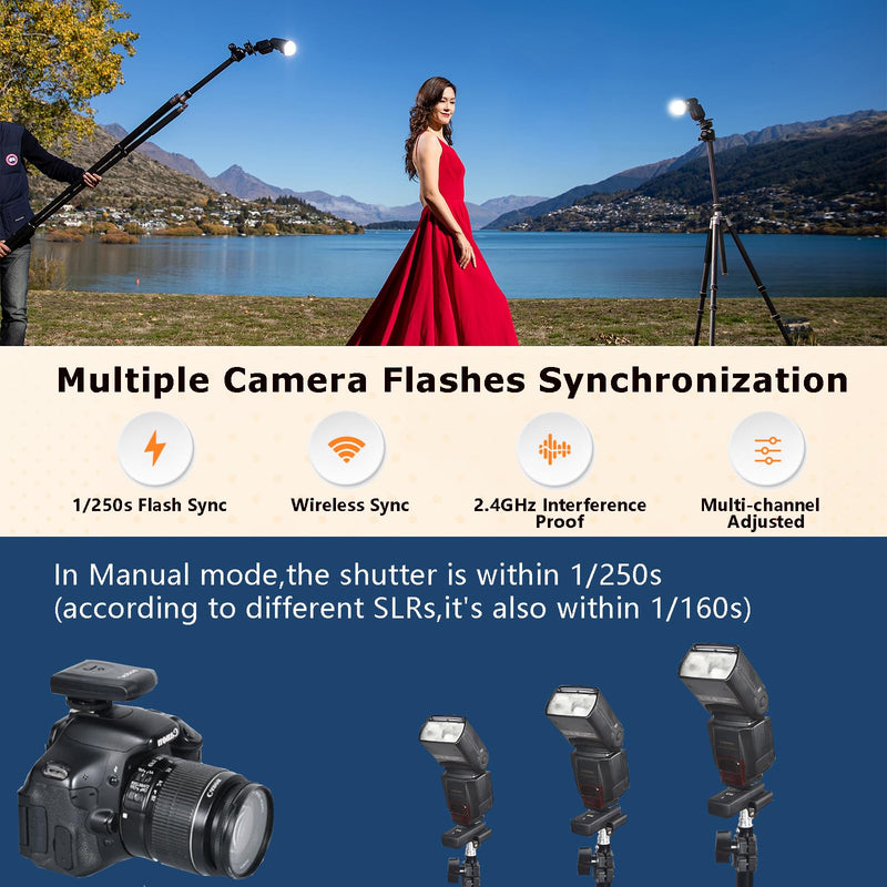 Godox CT-16 Wireless Radio Flash Trigger Receiver Kit,433MHz 4 in 1 Transmitter with 3pcs Receiver Compatible for Canon Nikon Sony Pentax Olympus DSLR Camera Flash Trigger,Studio Strobe Lighting