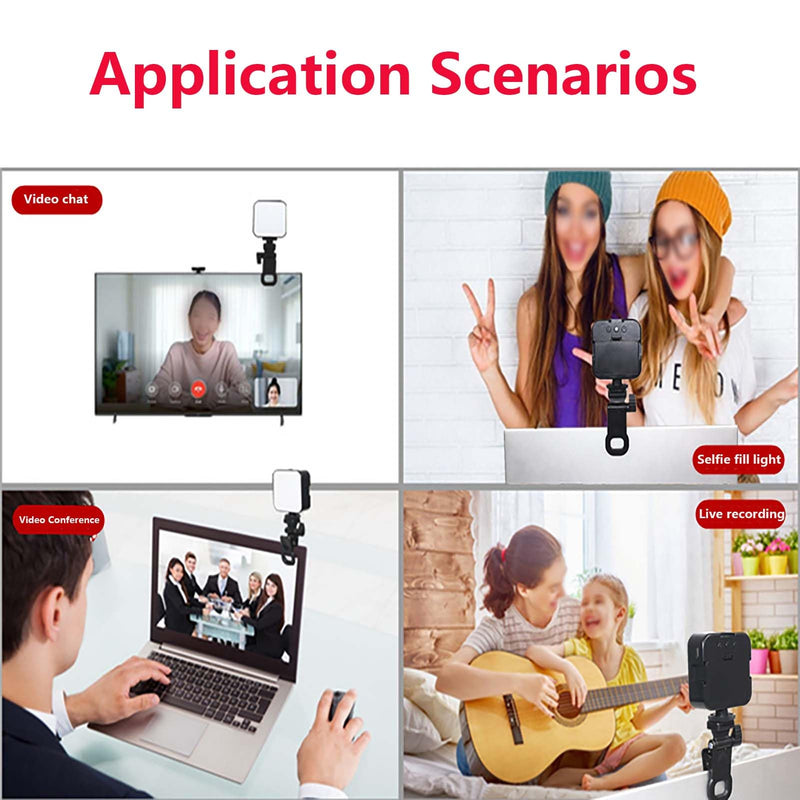 2 Pack Fill Light Clip，Ring Light Clip Adpater Replacement，Selfie Light Clip Mount Holder with 1/4 Screw Universal Connector for Phone Tripod Tablet Laptop Video Live Stream(Black)