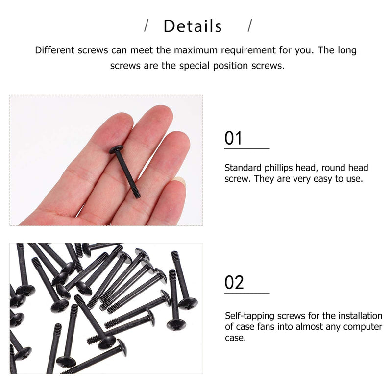 50pcs Computer Case Fan Screws Long Self-Tapping Round Head Screws for Cooling Fan Installation and Easy to Use for Personal Professional Use