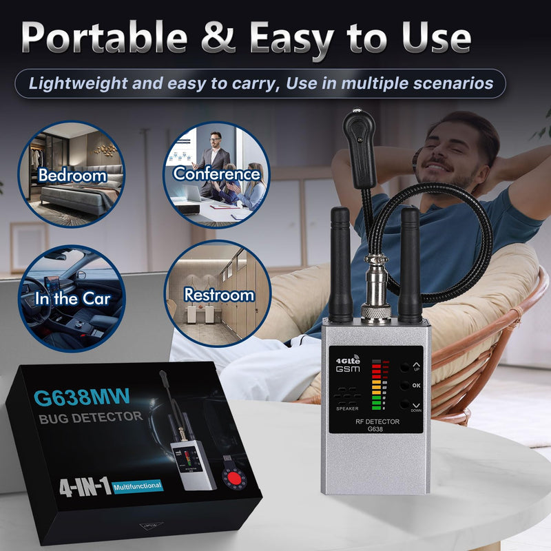 Professional Multi-Function Camera Detector with 10 Level Sensitivity for Hotel, Office,Car