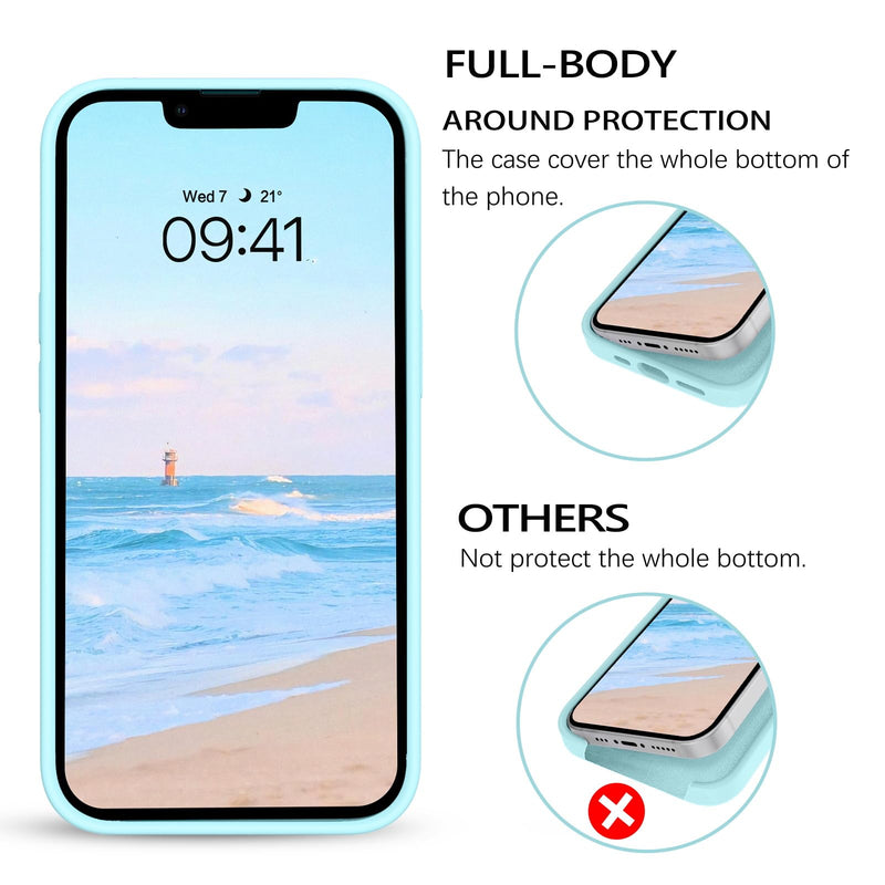 BENTOBEN iPhone 14 Plus Case, iPhone 14 Plus Phone Case, Women Men Slim Liquid Silicone Soft Gel Rubber Anti-Scratch Shockproof Phone Cover with Microfiber Lining for iPhone 14 Plus 6.7", Ice Blue