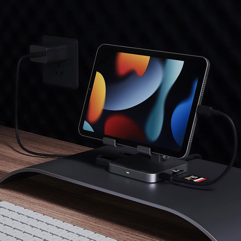 7-in-1 USB C Hub Charging Stand with 100W PD & 4K HDMI - Portable Docking Station for MacBook Pro, iPad Pro, Laptops, 2 USB 3.0, SD/TF Card Reader, Audio Jack Starry Gray USB C Hub Charging Stand(Upgraded version)