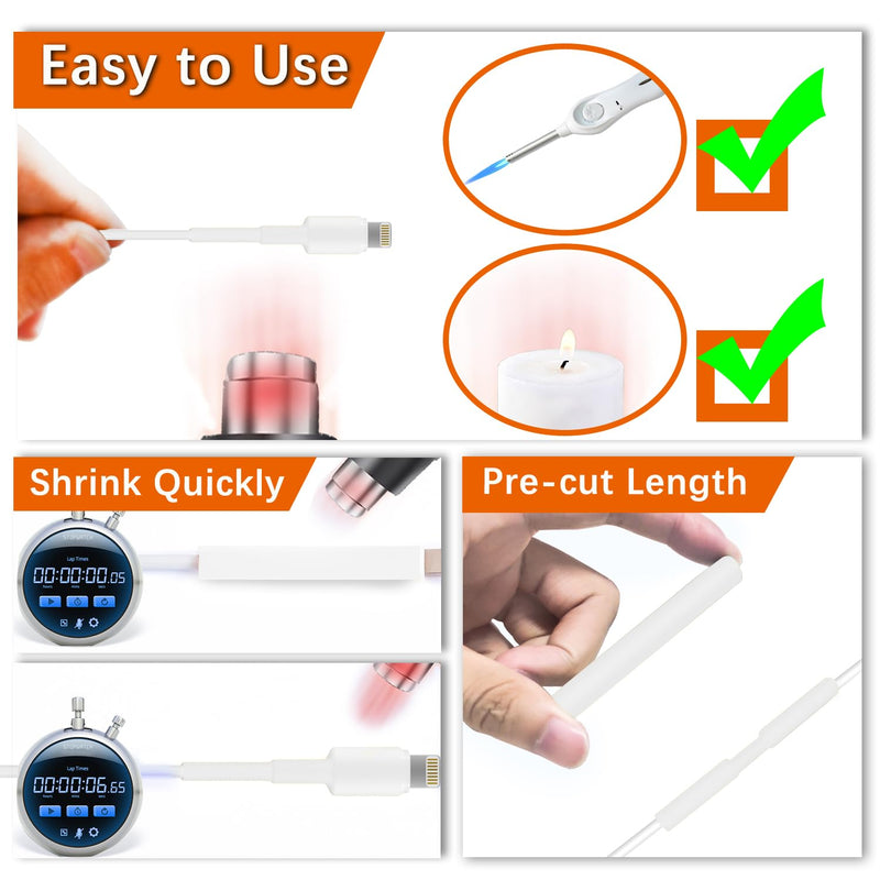 3:1 heat shrink tube set, 6.4 mm 7.9 mm 9.5 mm - waterproof heat shrink tube, white shrink tube with self-adhesive protective cover for telephone cables, 15 pieces