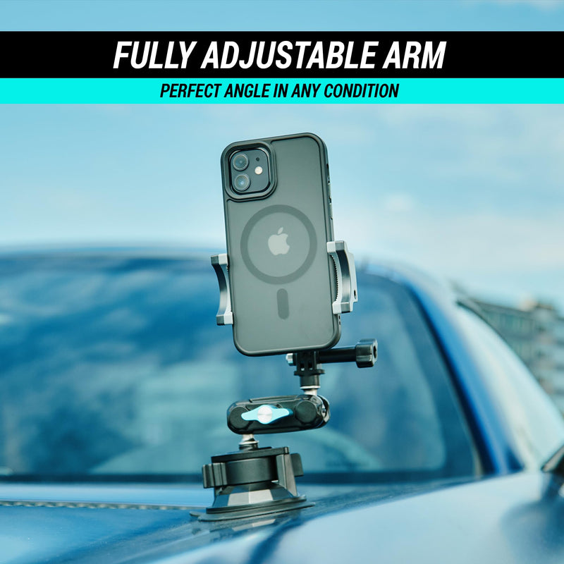 CARMOUNT TitanX100 Pro Heavy Duty Car Mount – Window Phone Mount & Windshield Mount Cell Phone Holder, Adjustable Suction Cup Phone Mount, Action Camera, iPhone, Android Phone Holder for Car & Truck