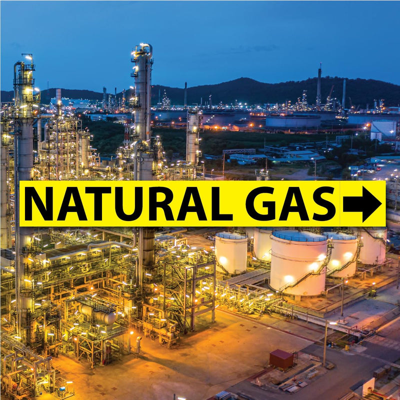 [Australia - AusPower] - (25 Pack) Natural Gas Pipe Labels Stickers with Arrows, Self Sticking 6mil PVC Natural Gas Pipe Markers for Pipes, Inspections, Detector, Regulator and Heaters (1" x 8") 1" x 8" 