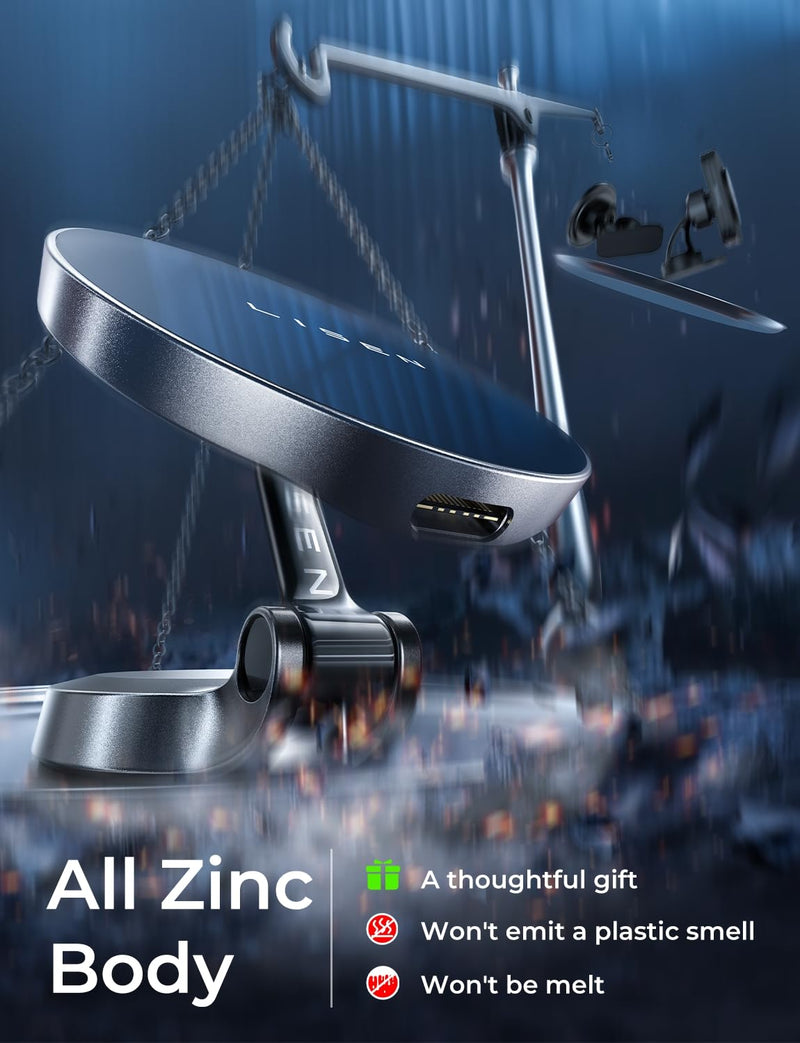 LISEN for Magsafe Car Charger, 15W Ultra Magnetic Car Phone Holder, for Magsafe Car Mount Charger Metal Dashboard Cell Phone Car Mount for iPhone 16 15 14 13 12Pro Max Plus