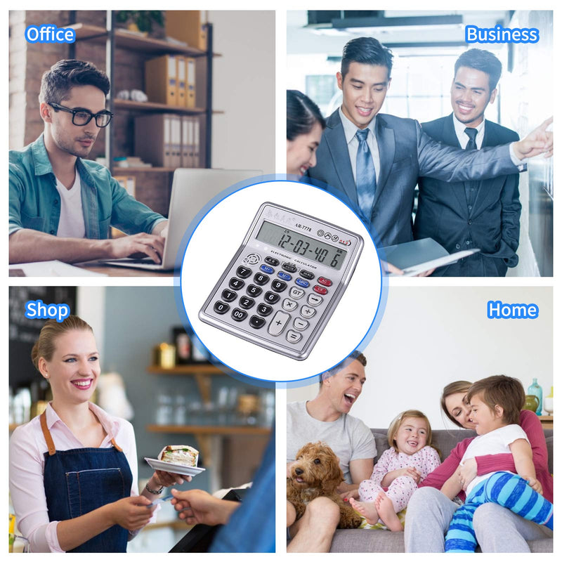 Calculators Large Display,Musical Desktop Calculator 12-Digits LCD Display Electronic Calculator Counter Big Buttons with Music Piano Play Time Date Show Alarm Clock Function for Office