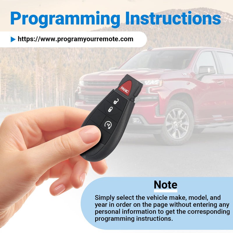 Key Fob Replacement Compatible with 2013-2021 Dodge Ram 1500 2013-2018 Ram 2500 3500 4500 5500 Keyless Entry Remote GQ4-53T (2-Pack)