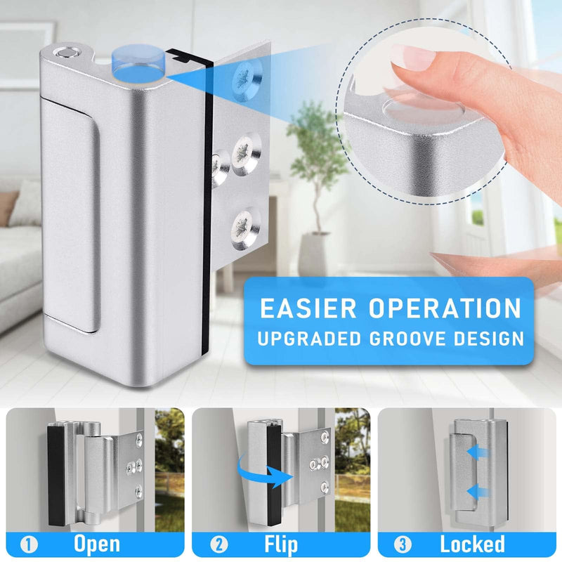 Door Reinforcement Lock, 6PACK Home Security Door Lock Withstands 800 lbs, Childproof Top Door Lock Latch for Toddlers Safety, Inside Night Defender for Inward Swinging Doors 6