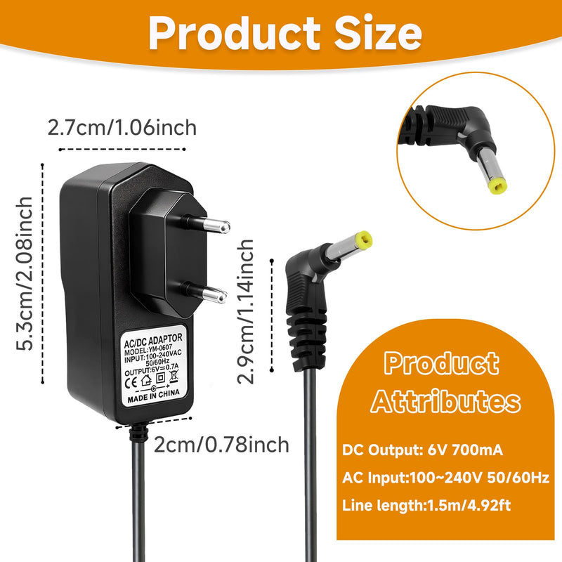 6 V Power Supply Charger for Omron Blood Pressure Monitor X7 Smart, AC Power Adapter Replacement Charging Cable Compatible with Omron M7 M500 M700 M3 M5 M2 M6 M8 M9 X3 X4 Series, 1.5 m Cable
