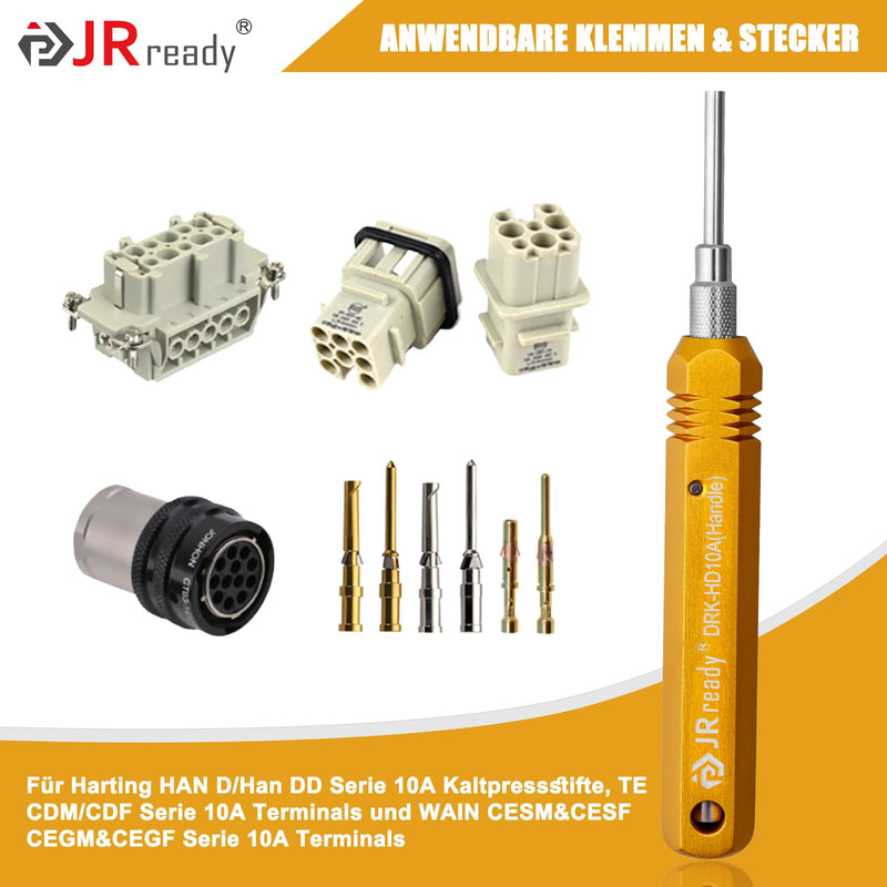JRready DRK-HD10A Contact Removal Tool For Removing Harting HAN D/Han DD Series From 10A 16A Cold-Crimping Pins TE/WAIN Series 10A Terminals For Heavy Connector De-Pin Tool From Terminals DRK-HD10A-EU