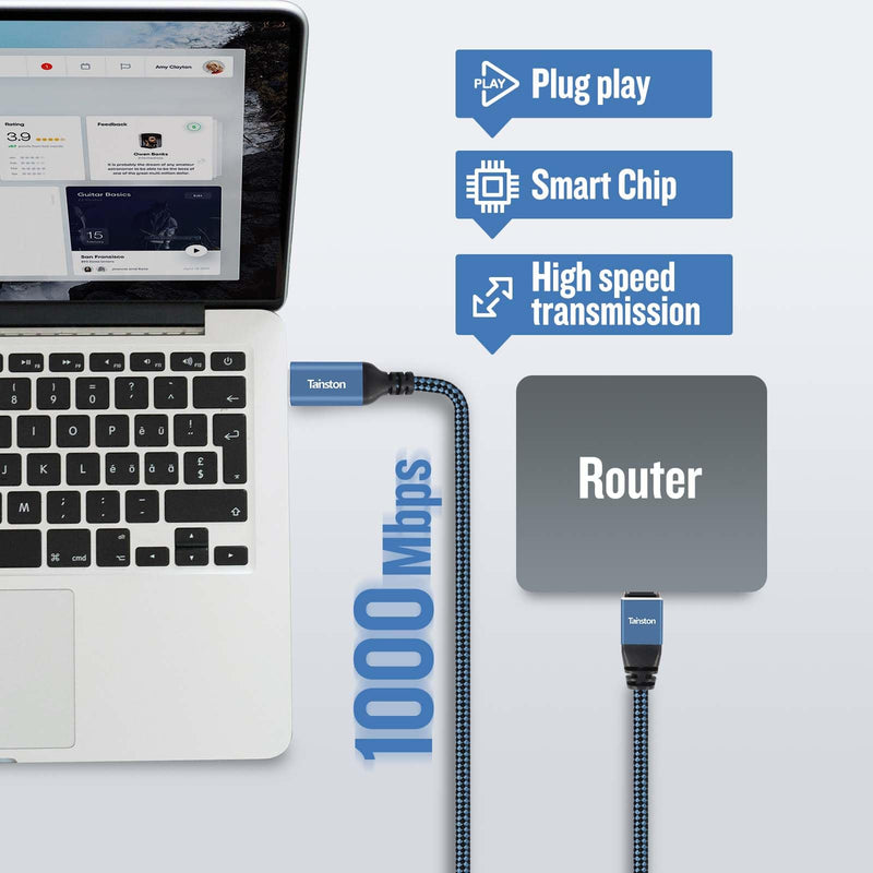 USB C to Ethernet Cable, 75Ft Type C to RJ45 Cable,USB C to Gigabit Ethernet Cable Compatible Thunderbolt 3/4,Directly Connected to Smartphone, Laptop, PC, Switch, Router, Modem and More 75 FT