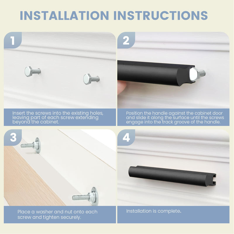 Peaha 10 Pack Adjustable Cabinet Drawer Pulls Overall Length 102mm(4inch) Matte Balck Drawer Handles Dresser Hardware for Cupboard 1"-4"(25mm-102mm) Black