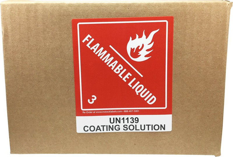 UN1139 Coating Solution Paint Flammable Liquid Hazard Class 3 Labels, 4 x 4.75 Inch Square Red and White D.O.T. Adhesive Stickers, 500 Total Labels on a Roll – Made in the USA