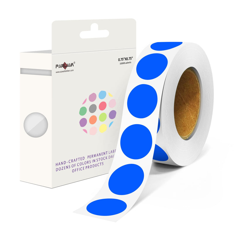 PARLAIM 3/4" Round Circle Labels 1000 Pack Blue Colored Dot Stickers per Dispenser Box for Office Classroom