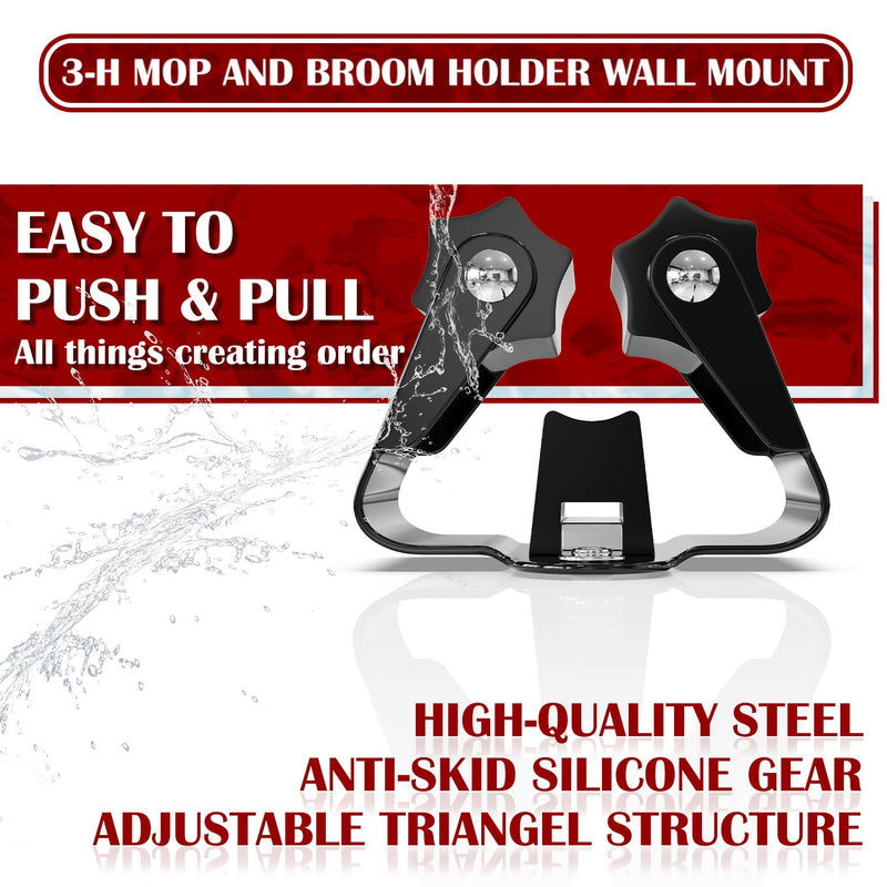 3-H 8 piece tool holder set 0.7 mm wall broom holder steel garden tool holder for broom garden tools home garden black 8 pieces