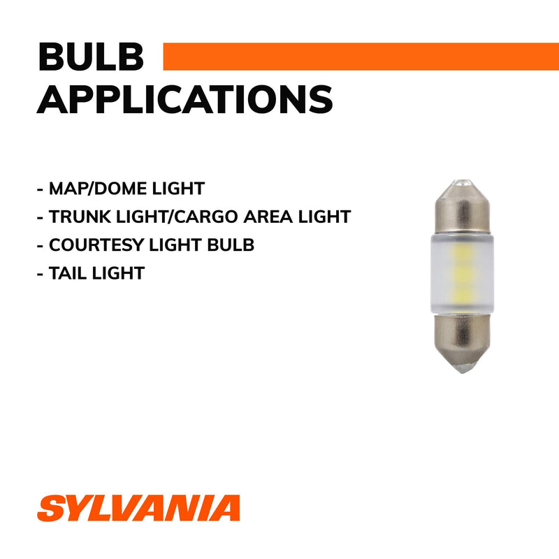 SYLVANIA - DE3175 31mm Festoon LED White Mini Bulb - Bright LED Bulb, Ideal for Interior Lighting - Map, Dome, Cargo and License Plate (Contains 1 Bulb)