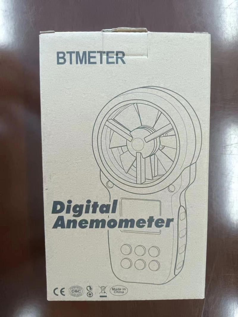 BTMETER BT-100 Digital Anemometer Handheld Anemometer Wind Speed Meter Gauge, Precise measurement of wind speed (CFM) with MAX/MIN/AVG, LCD backlight for shooting BT-100 anemometer