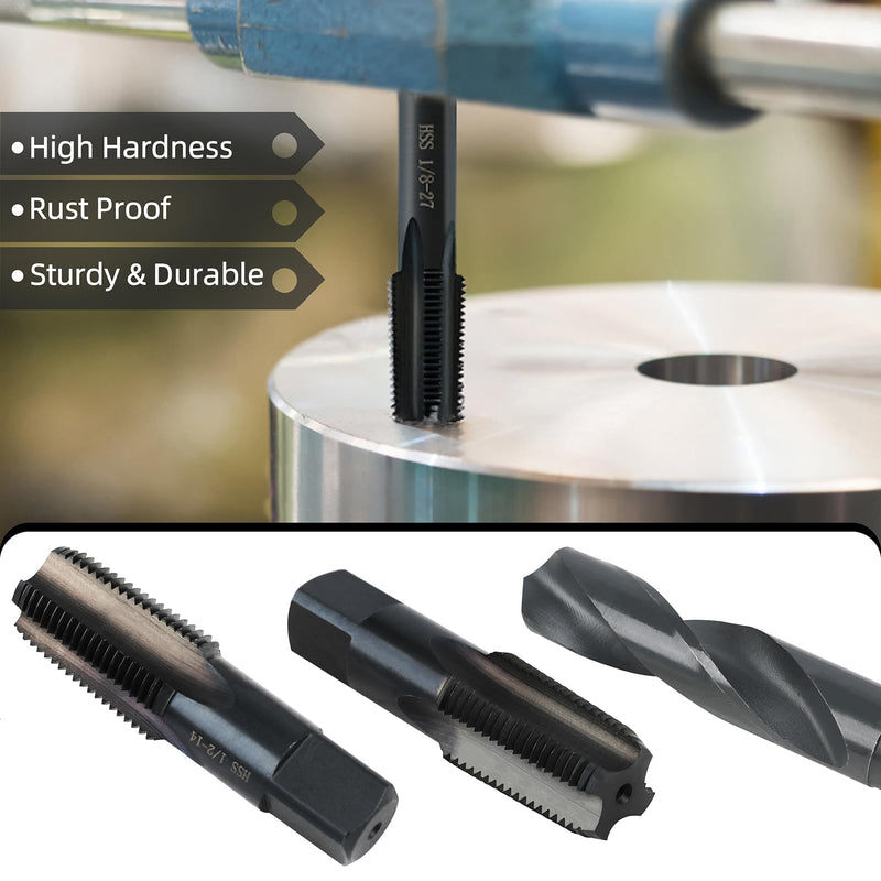 1"-11-1/2 NPT Pipe Tap and 1-5/32" drill Set, Carbon Steel Hand Threading Plumbing Tap Set for Plumbers Mechanics DIY Thread cutting tools 1"-11-1/2 NPT Tap, 1-5/32" Drill