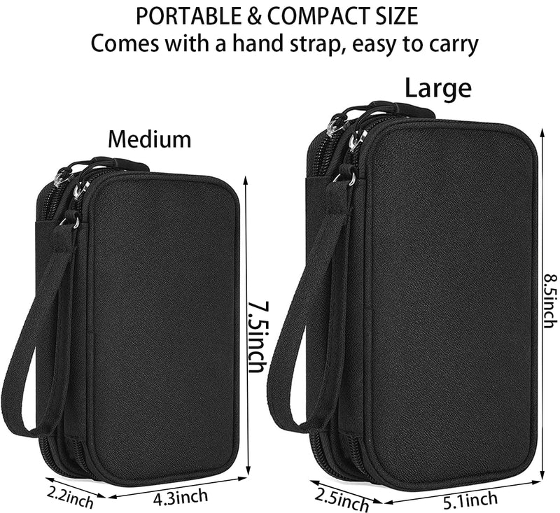 Electronics Organizer Travel Bag, Small Cable Organizer Case Waterproof Accessories Pouch, Travel Electronic Carrying Case for Cord, Charger, Phone, USB, Power Bank, Earphone (Black, Medium) Black